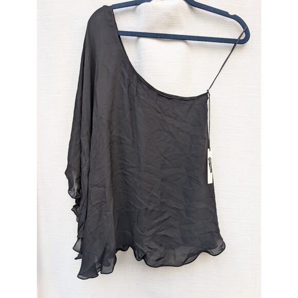 Jay Godfrey Women's One Shoulder Silk Blouse L Flowy Whimsigoth Witchy Festival - Picture 1 of 8